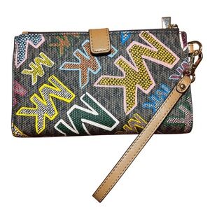 Michael Kors | MK Multicolored Colorful Monogram Wristlet Double Zip Wallet